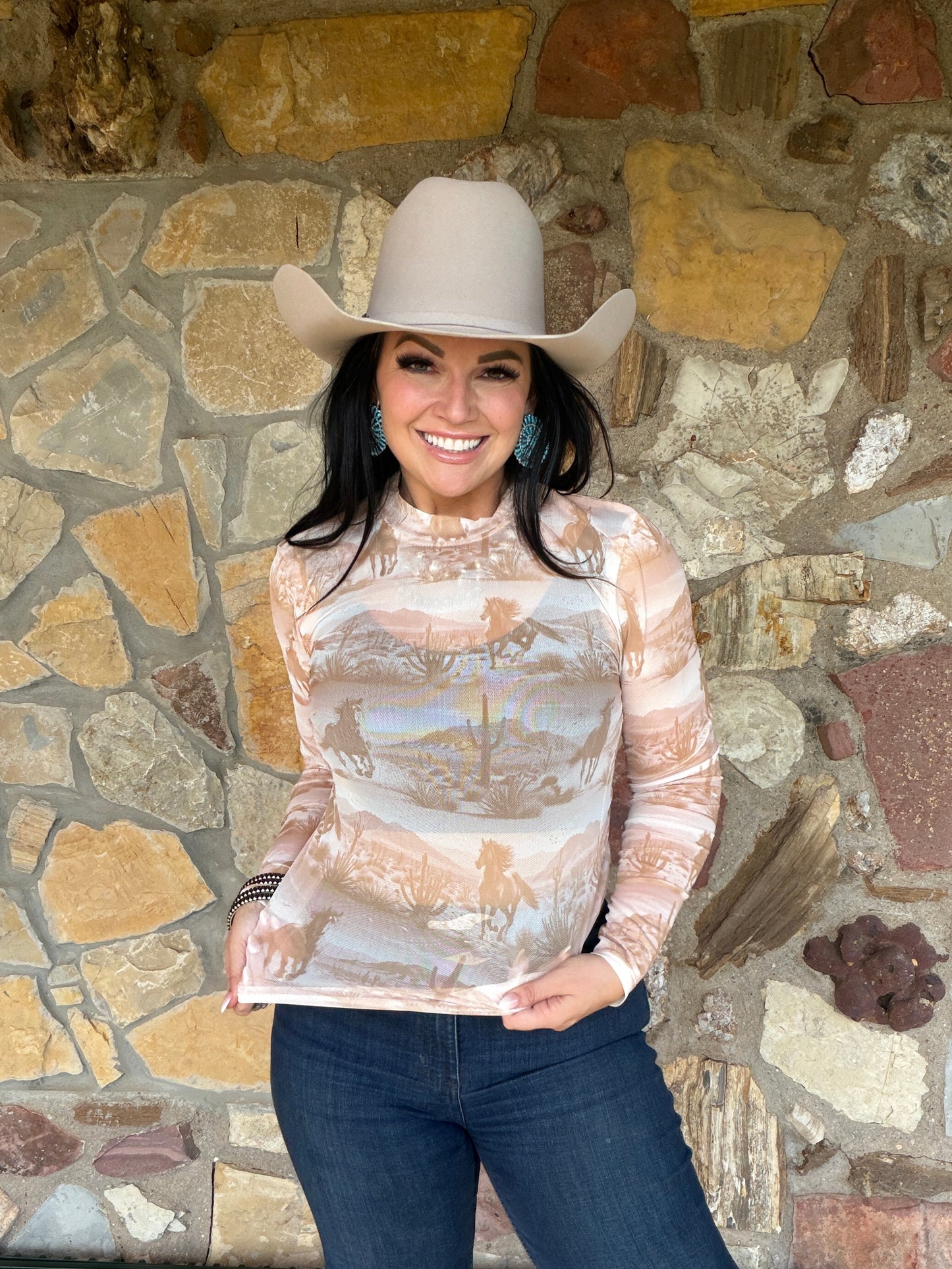 Tan Desert Mesh Top