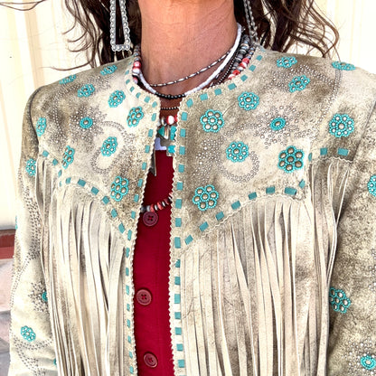 Scully Cream With Turquoise Suede Jacket
