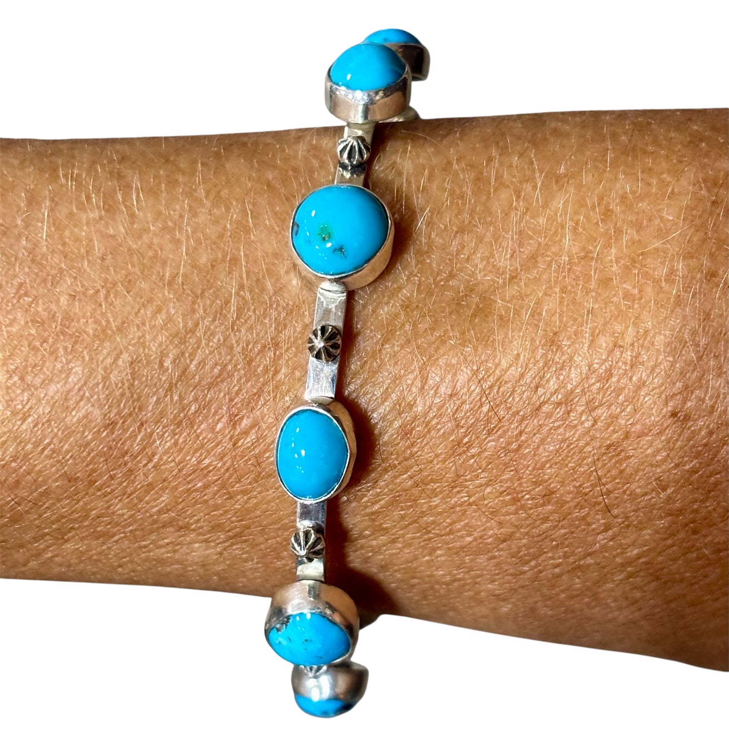 Sterling Silver & Turquoise Link Bangle