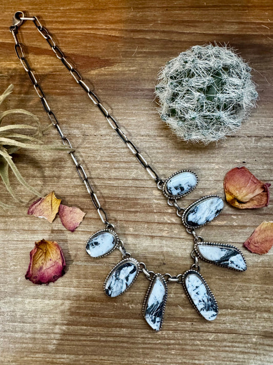 Statement Necklace - White Buffalo & Sterling Silver by Kathleen Livingston