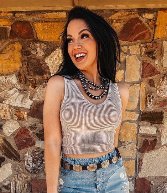 The CoCo Ribbed Tank Top in Mocha
