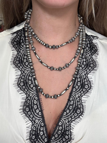 60" Sterling Silver Pearls #922-7 Necklace 10mm Mixed Sizes