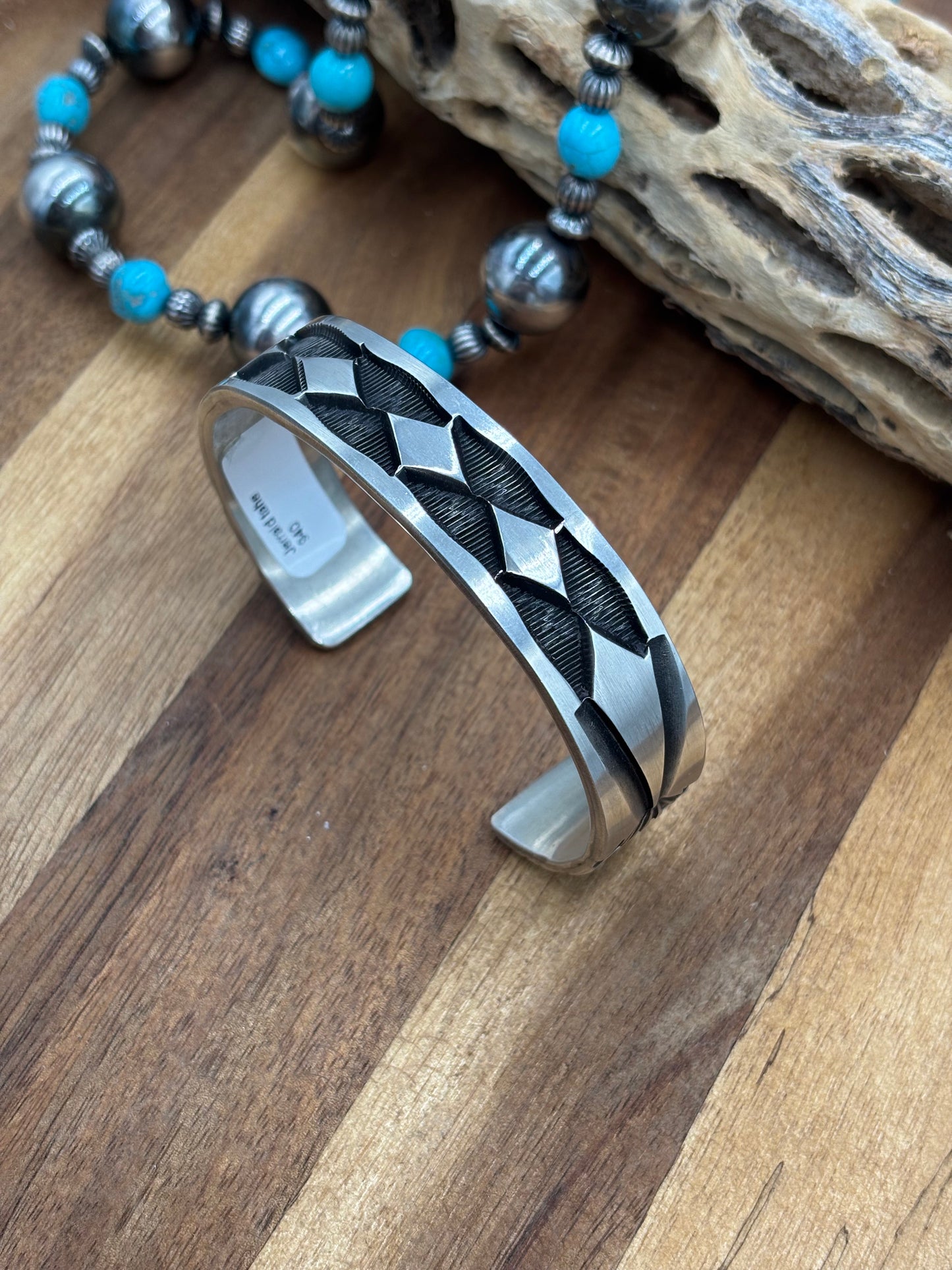 All Silver Cuff #2 by Jerald Tahe, Navajo