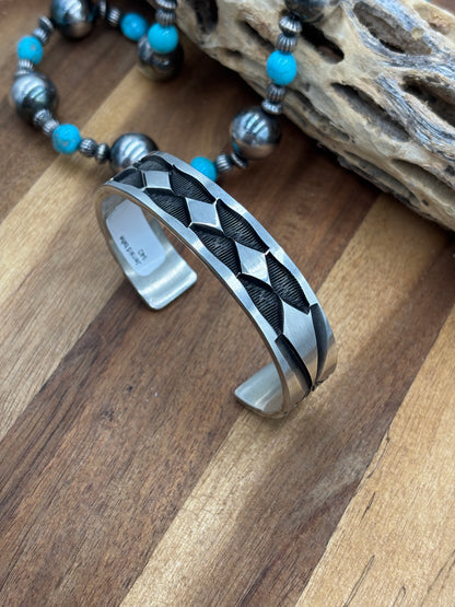 All Silver Cuff #2 by Jerald Tahe, Navajo