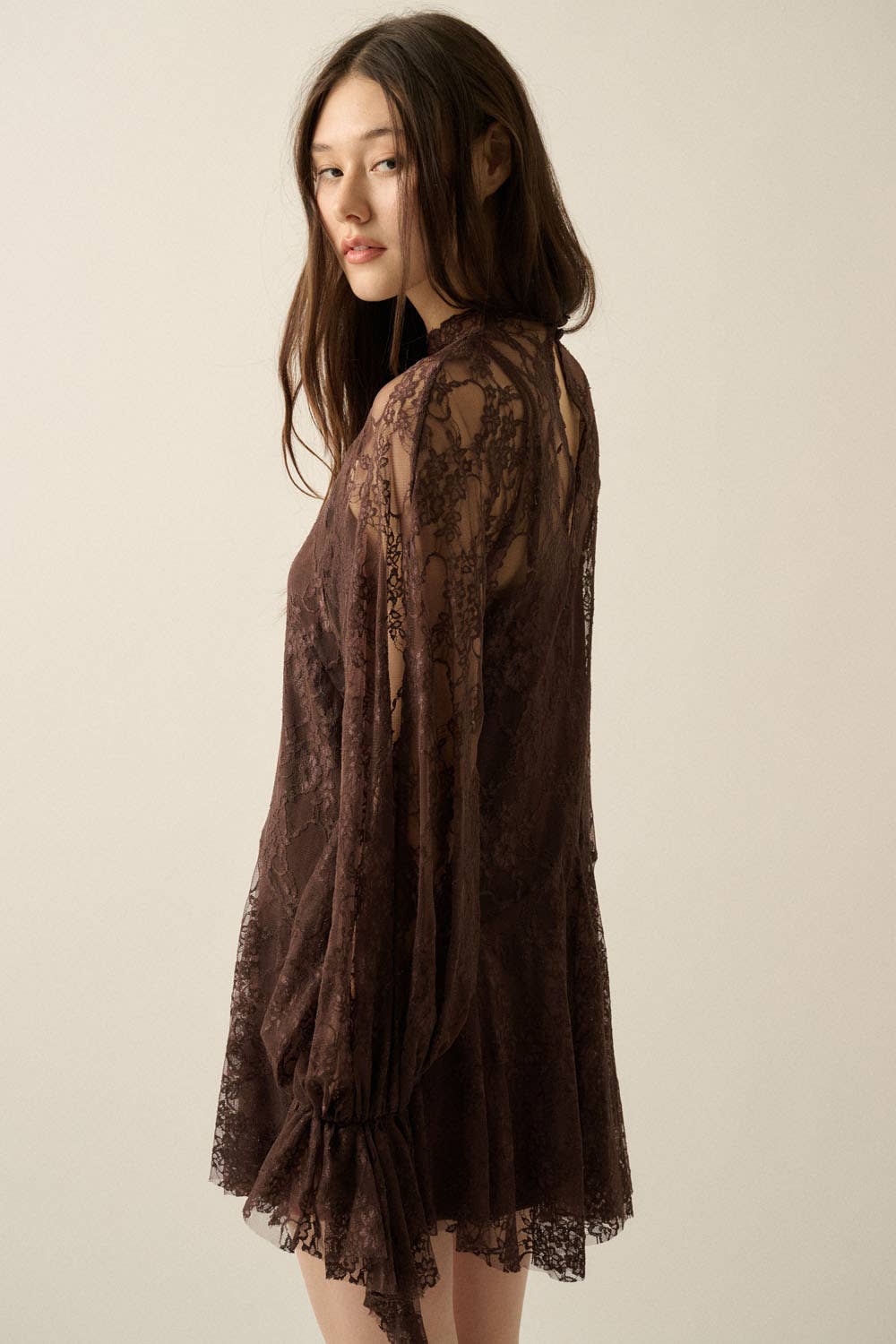 Adele Mock Neck Dress: Chocolate