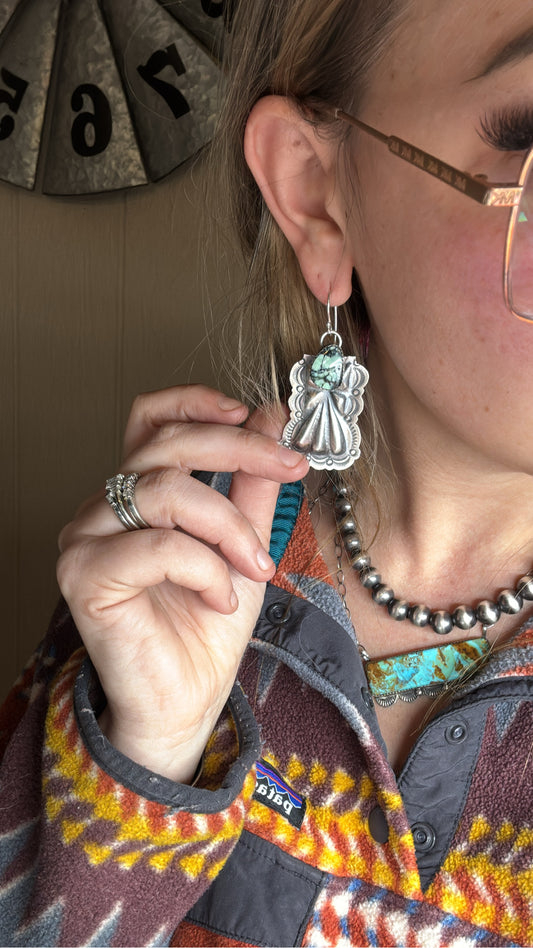 Emerald Rose Concho Earrings