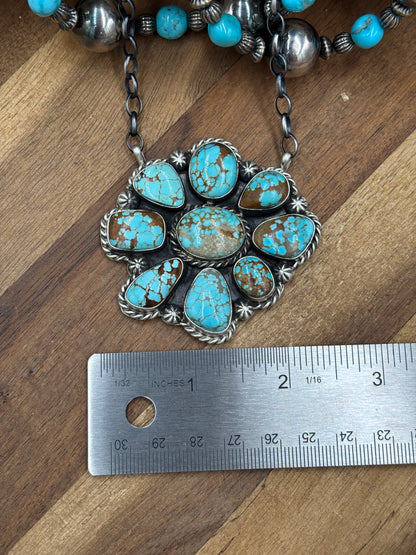 Mine #8 Turquoise #911-14 Cluster Necklace by Augustine Largo, Navajo