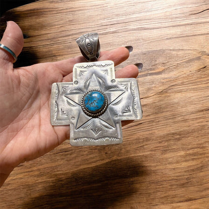Cross Statement Pendant By Delbert Santos, Navajo