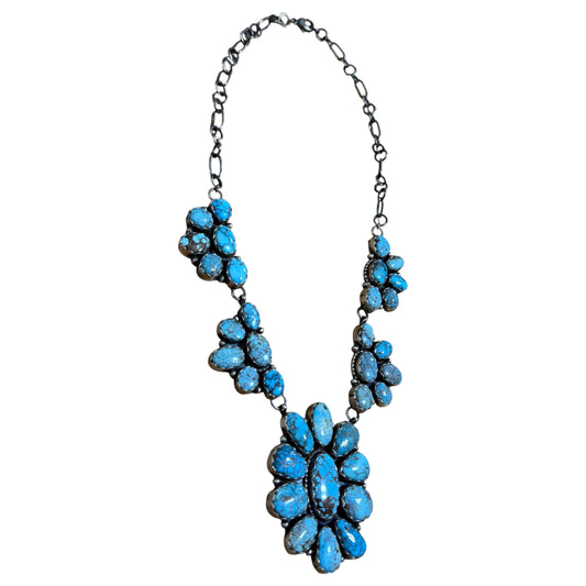 Turquoise Cluster Necklace by Artist Ella Peters, Navajo