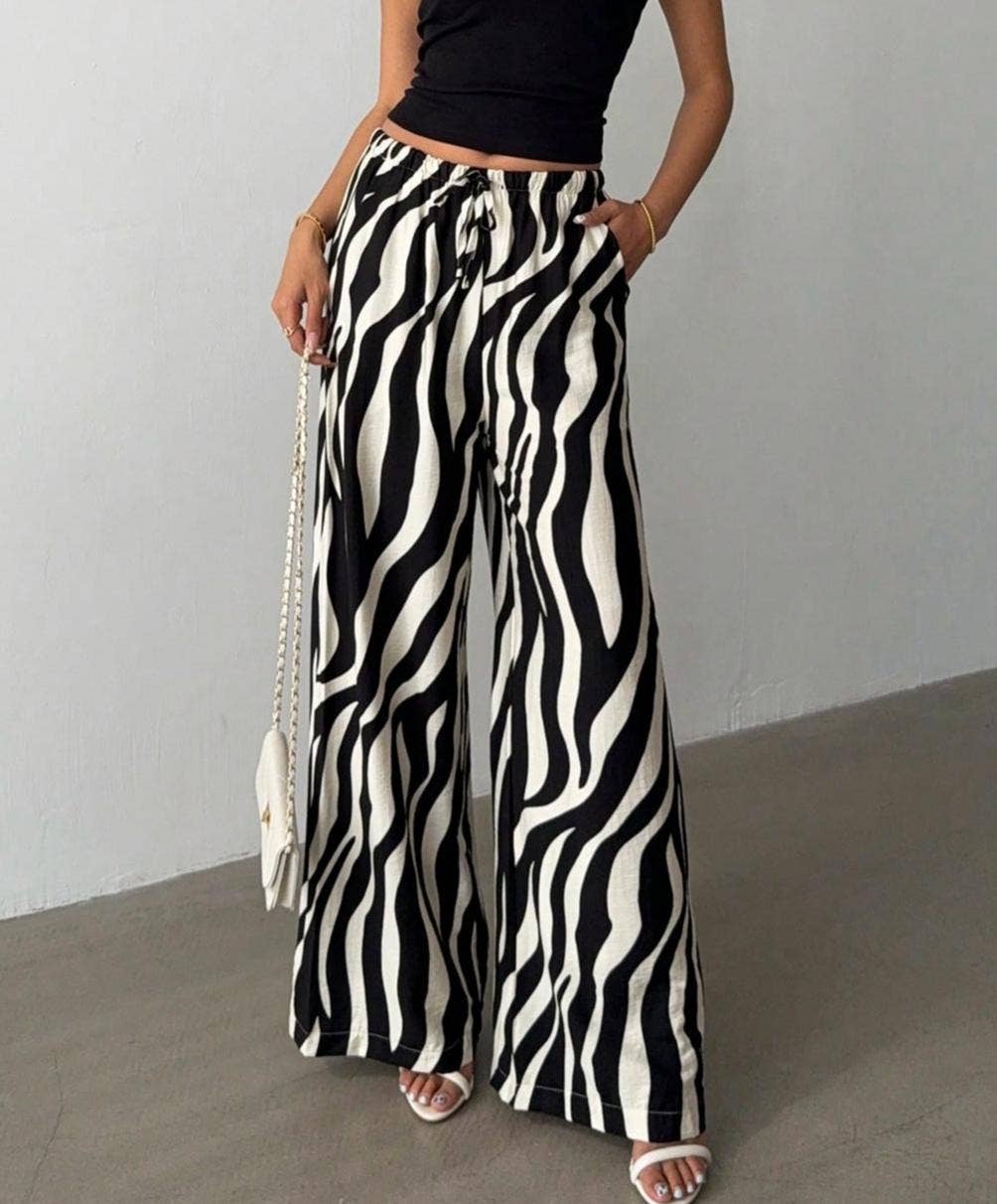 Zoey Zebra Wide Leg Pants