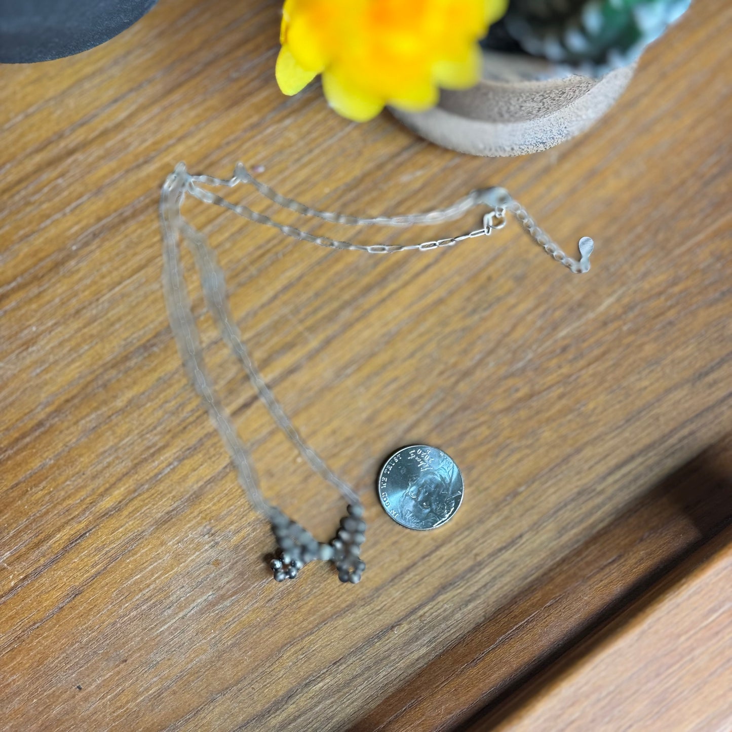 15” + Ext. Butterfly Sterling Silver Pearl Necklace on Paperclip Chain by Kayden Lance