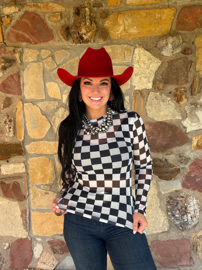 Checkered Mesh Top