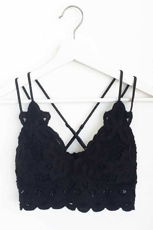The Addie Lace Cami Bralette: BLACK