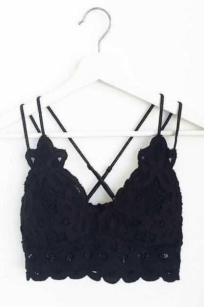 The Addie Lace Cami Bralette: BLACK