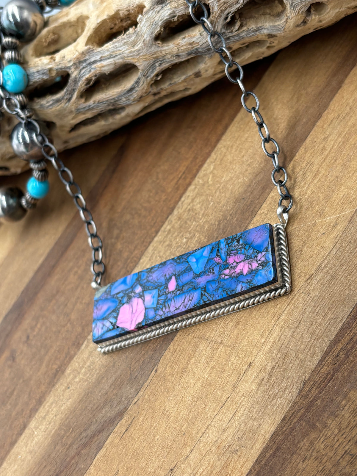 Monarch Mojave #917-44C XL Bar Necklace by Brandon Etcitty, Navajo