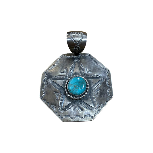 Octagon Statement Pendant by Delbert Santos, Navajo