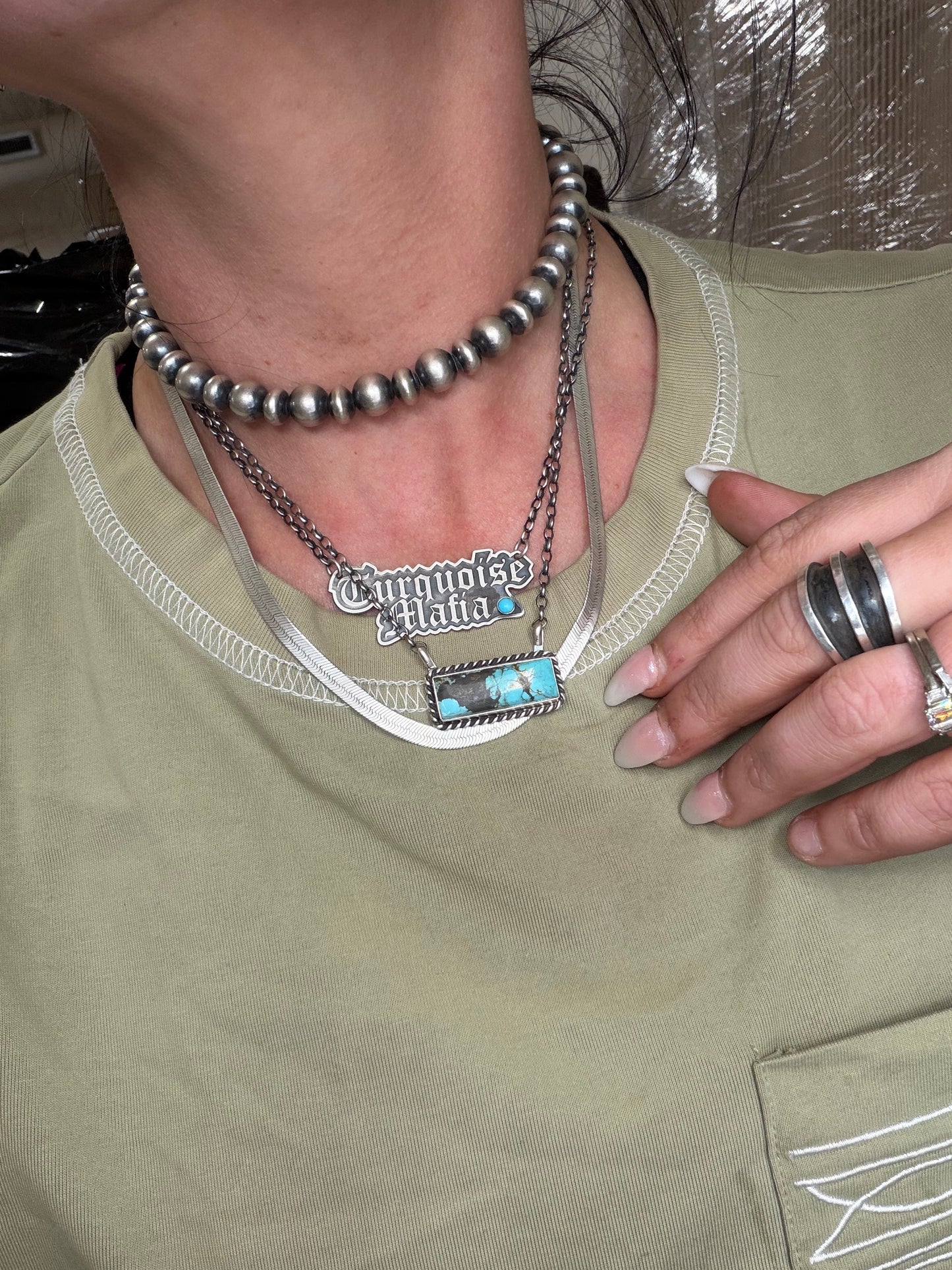 16” Mine #8 Bar Necklaces by Augustine Largo, Navajo