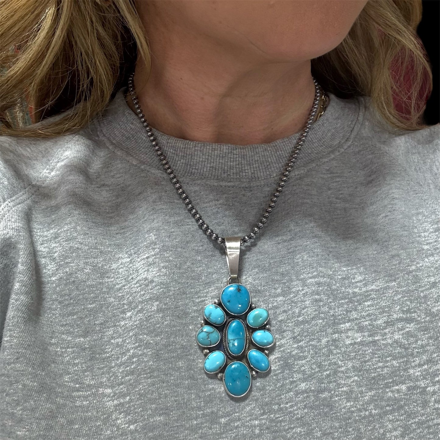 Turquoise Cluster Pendant by Ella Peters
