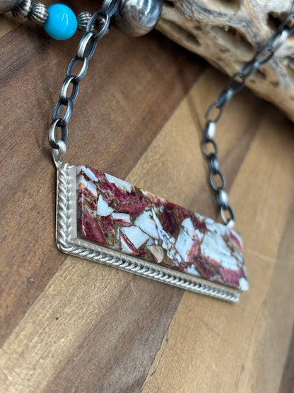 Spiny Bronze Mojave #917-49E XL Bar Necklace by Brandon Etcitty, Navajo