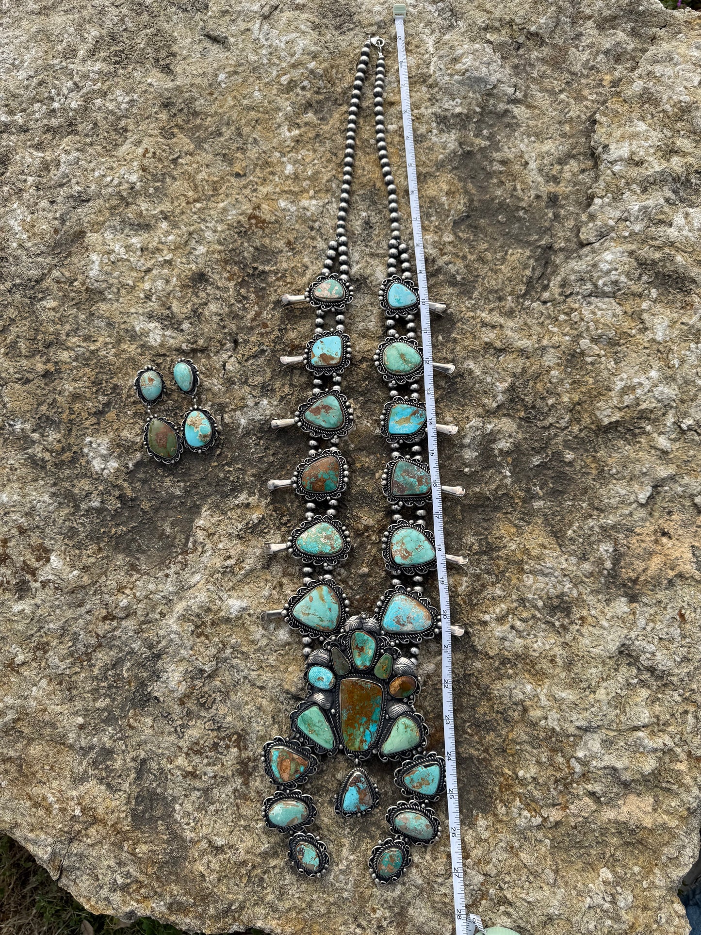 One of a Kind C Yazzie Giant Royston Squash Blossom