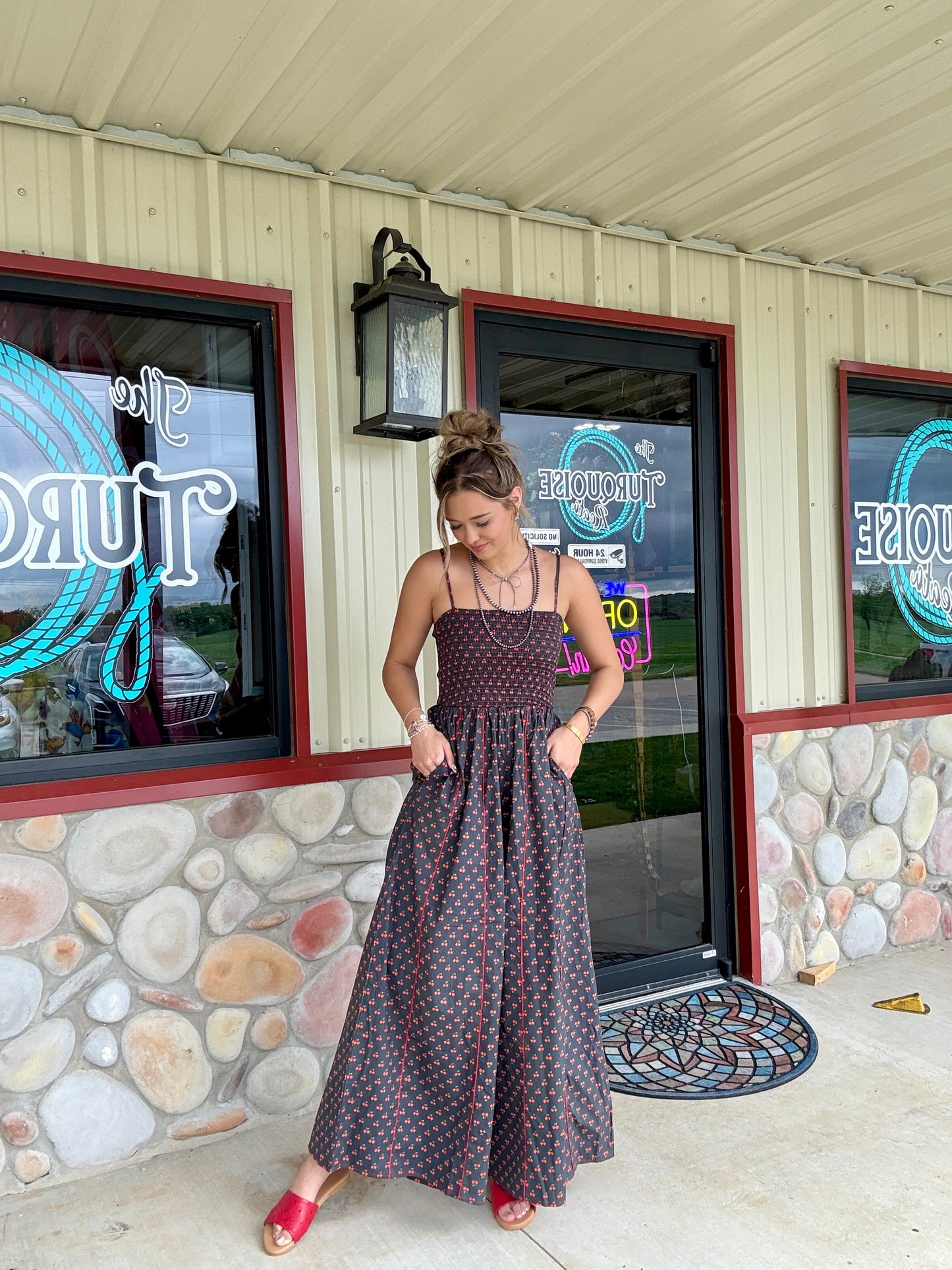 The Cherry Bomb Smocked Jumpsuit