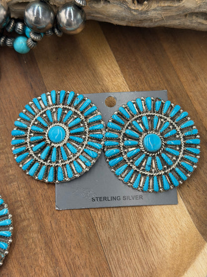 Turquoise Cluster Earrings #811-11 by Davina Benally, Navajo