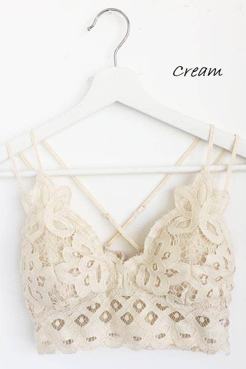 The Addie Lace Cami Bralette: CREAM