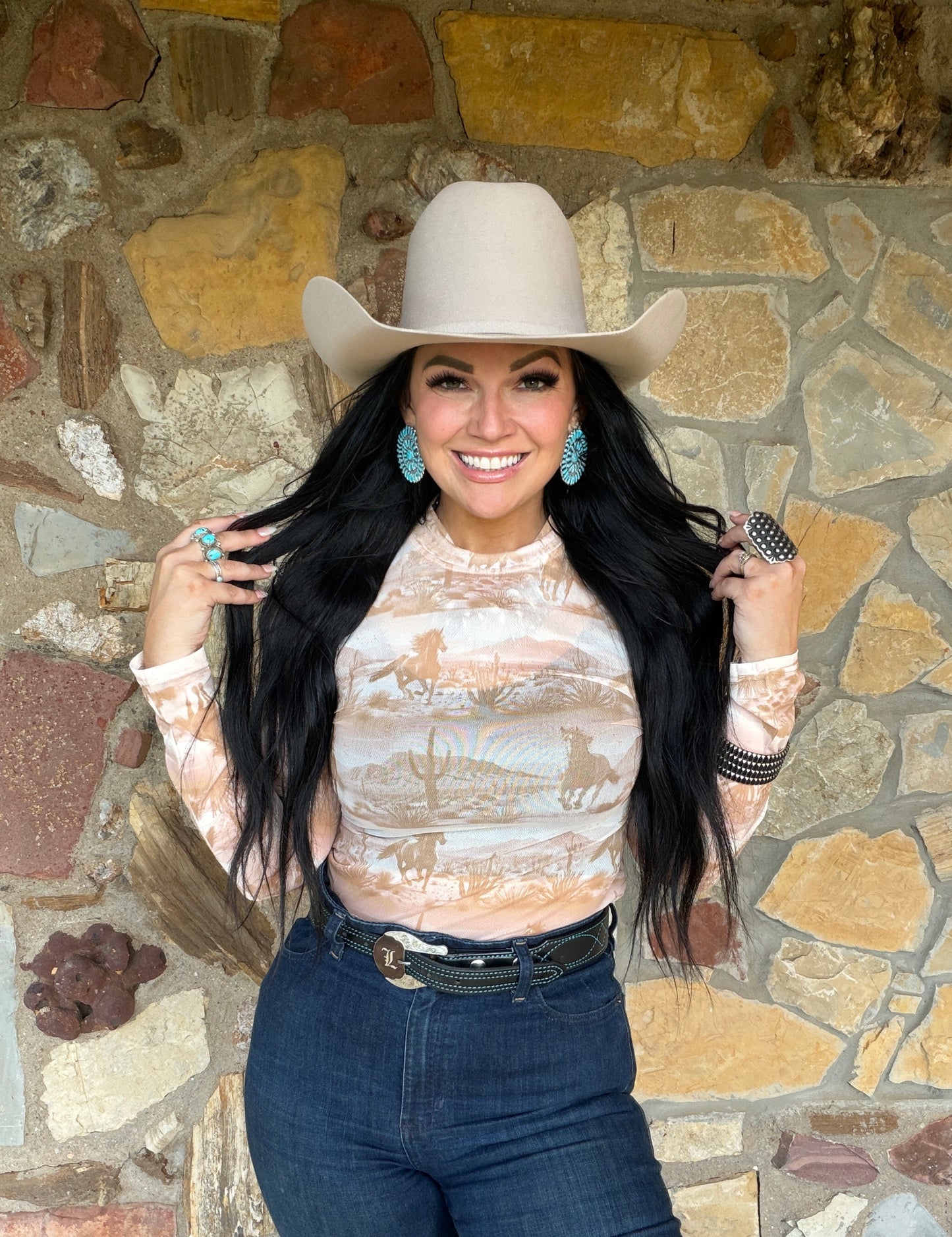 Tan Desert Mesh Top