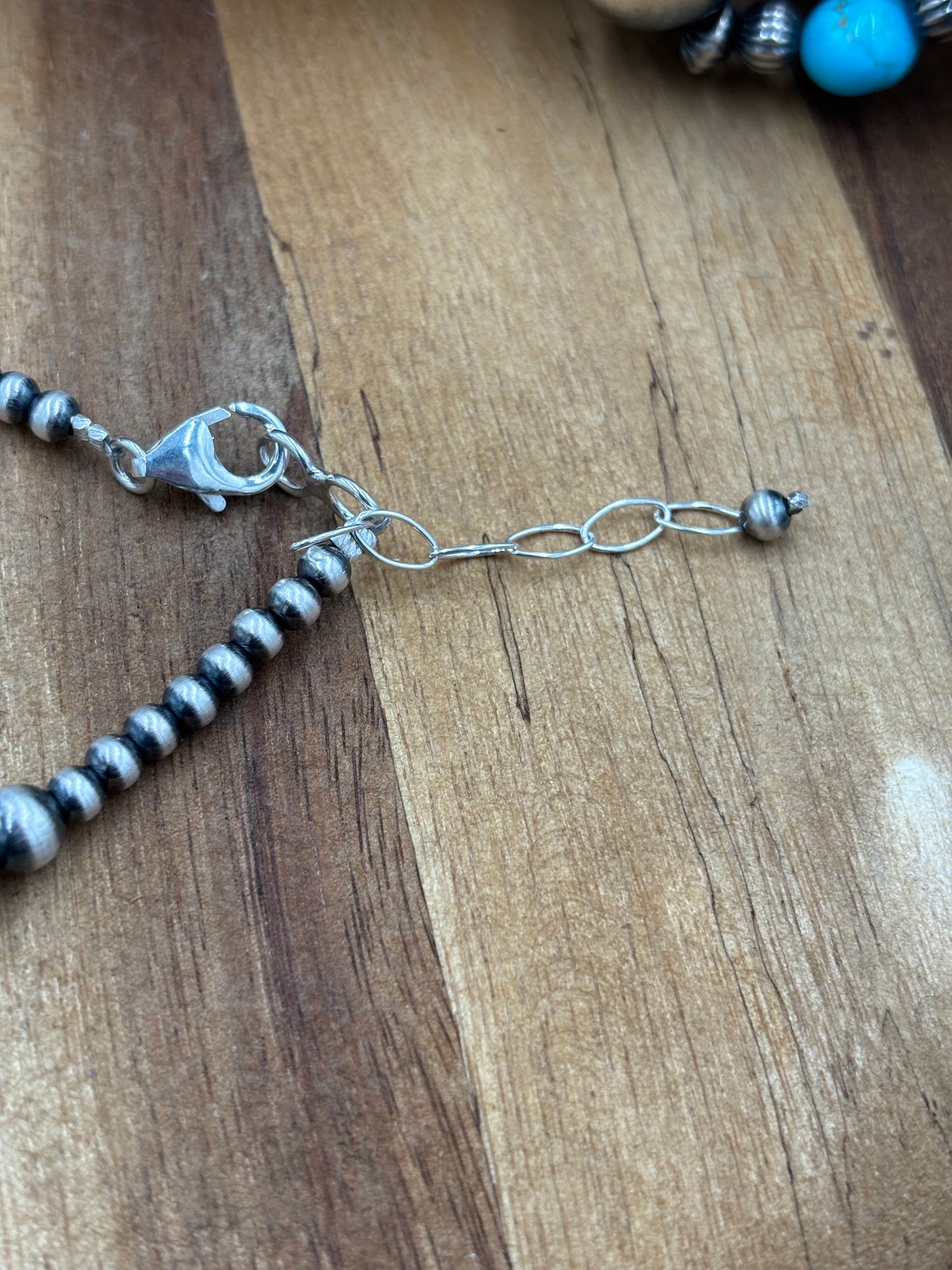 18” Orange Spiny & Sterling Silver Pearl Necklace II