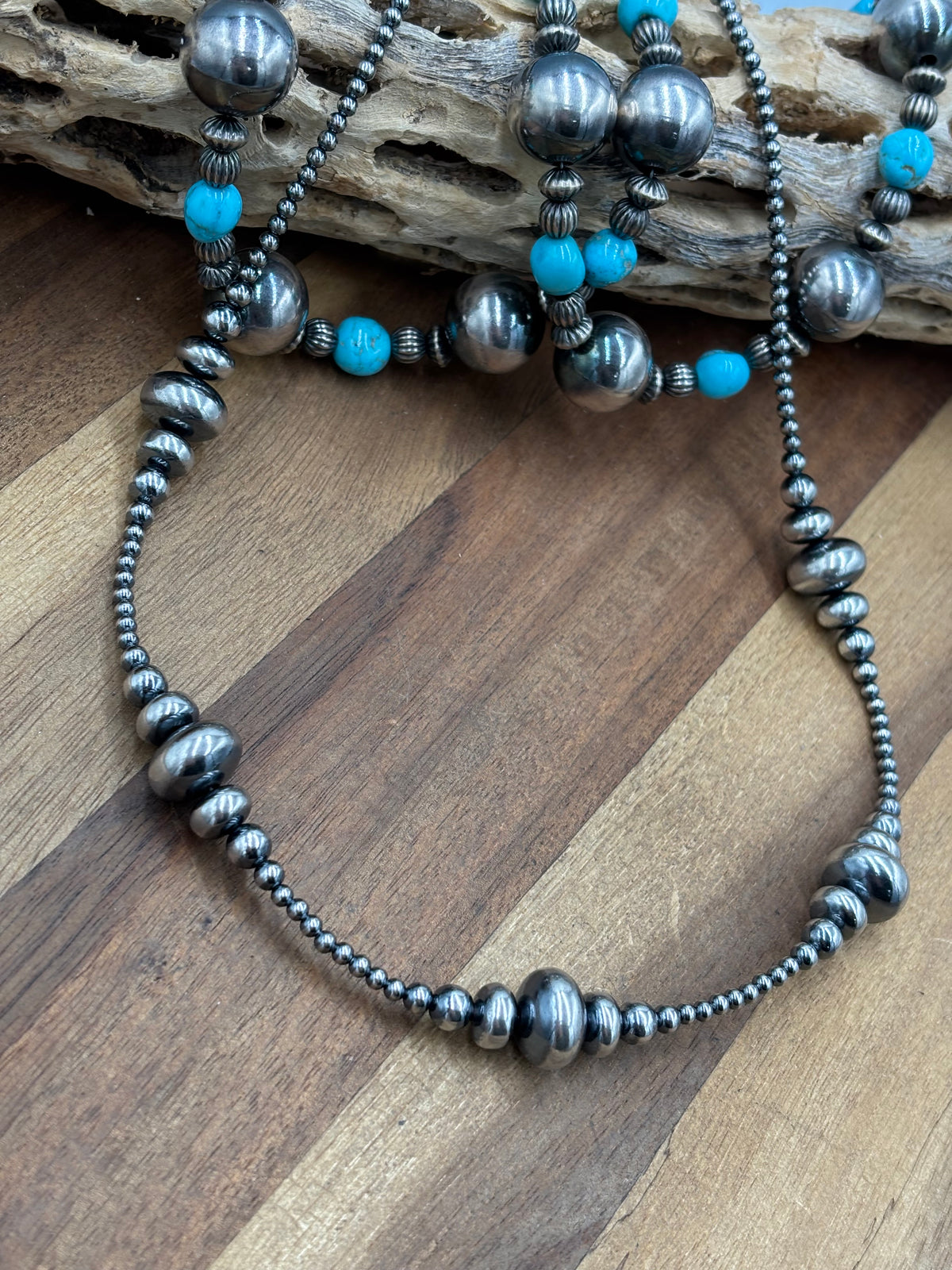 20” 3-14mm #911-26 Rondelle Sterling Pearls Necklace