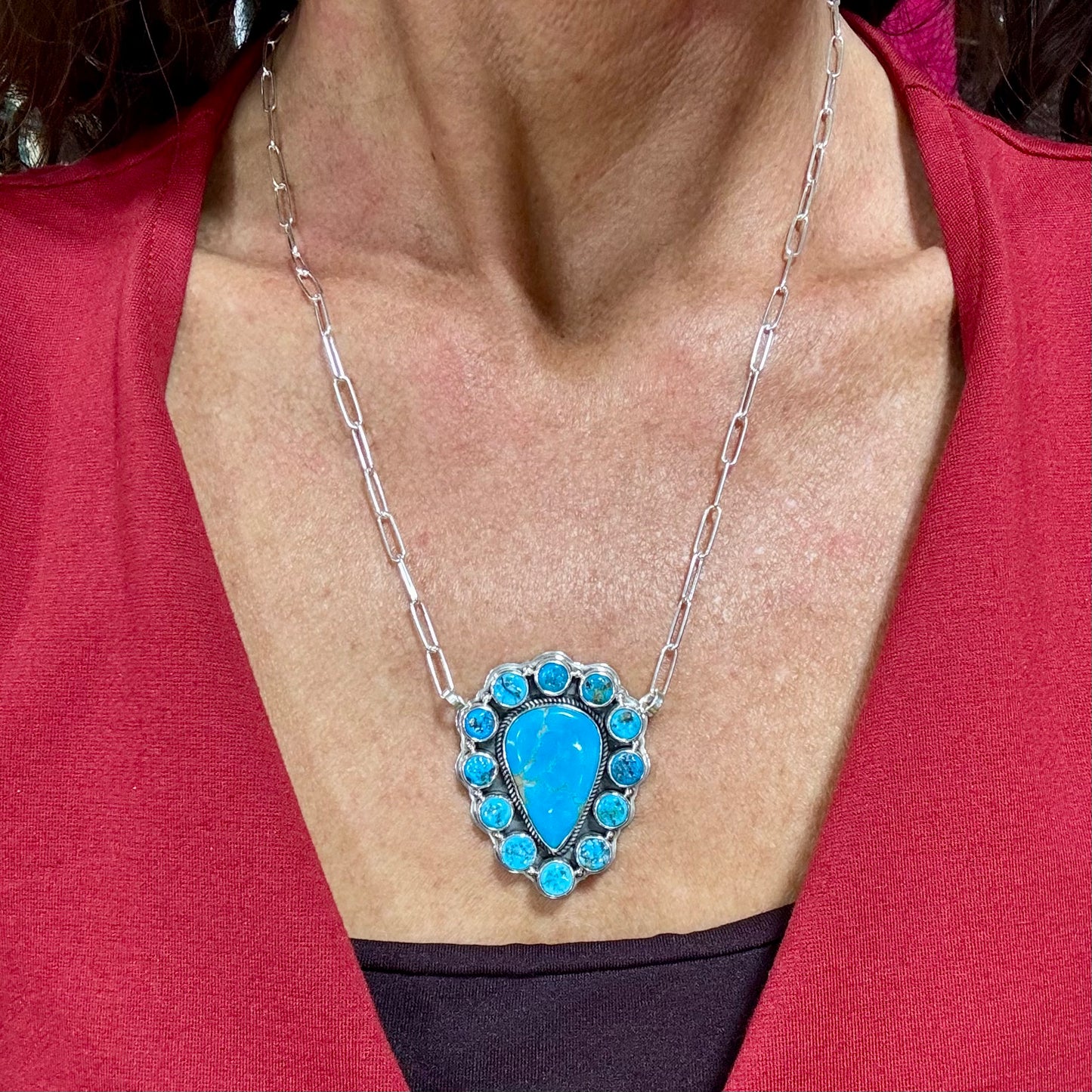 Turquoise Pendant Necklace Handmade in NW, Artist Unknown