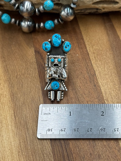 Morning Singer Kachina Ring #1 Sz 8.5 by Doris Smallcanyon, Navajo