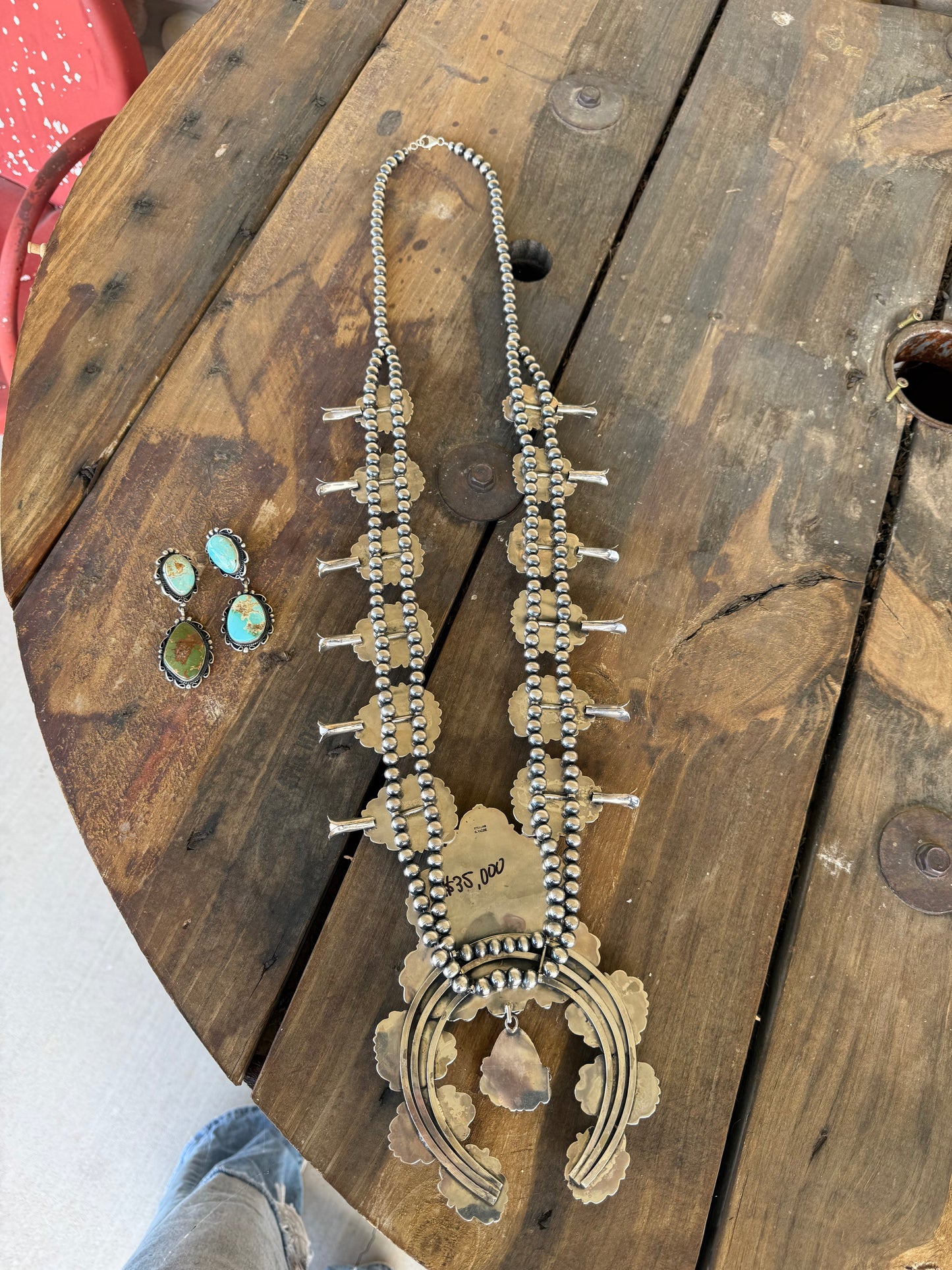 One of a Kind C Yazzie Giant Royston Squash Blossom