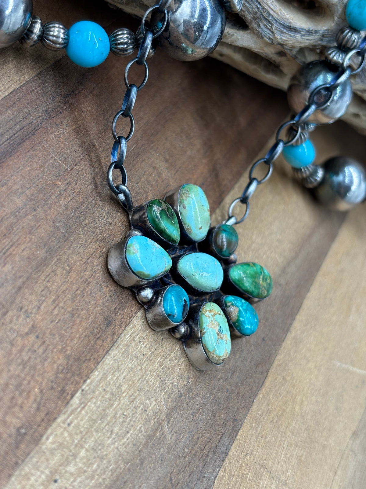 Sonoran Gold #917-53 Cluster Necklace by Wilson Dawes, Navajo
