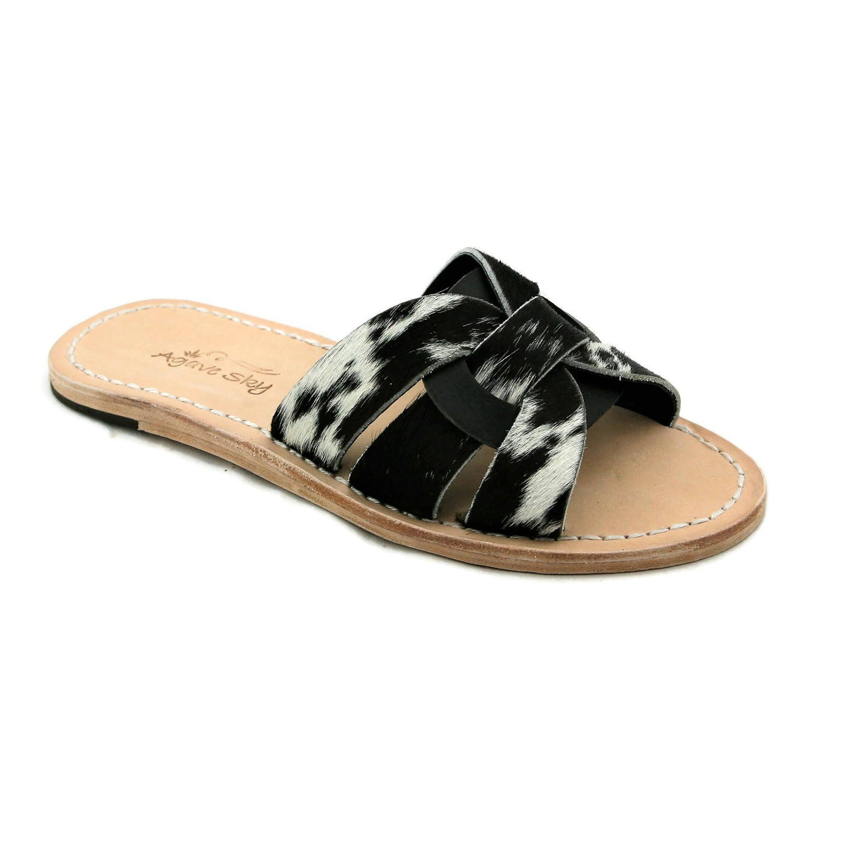 Olivia Cowhide Slide Salt & Pepper