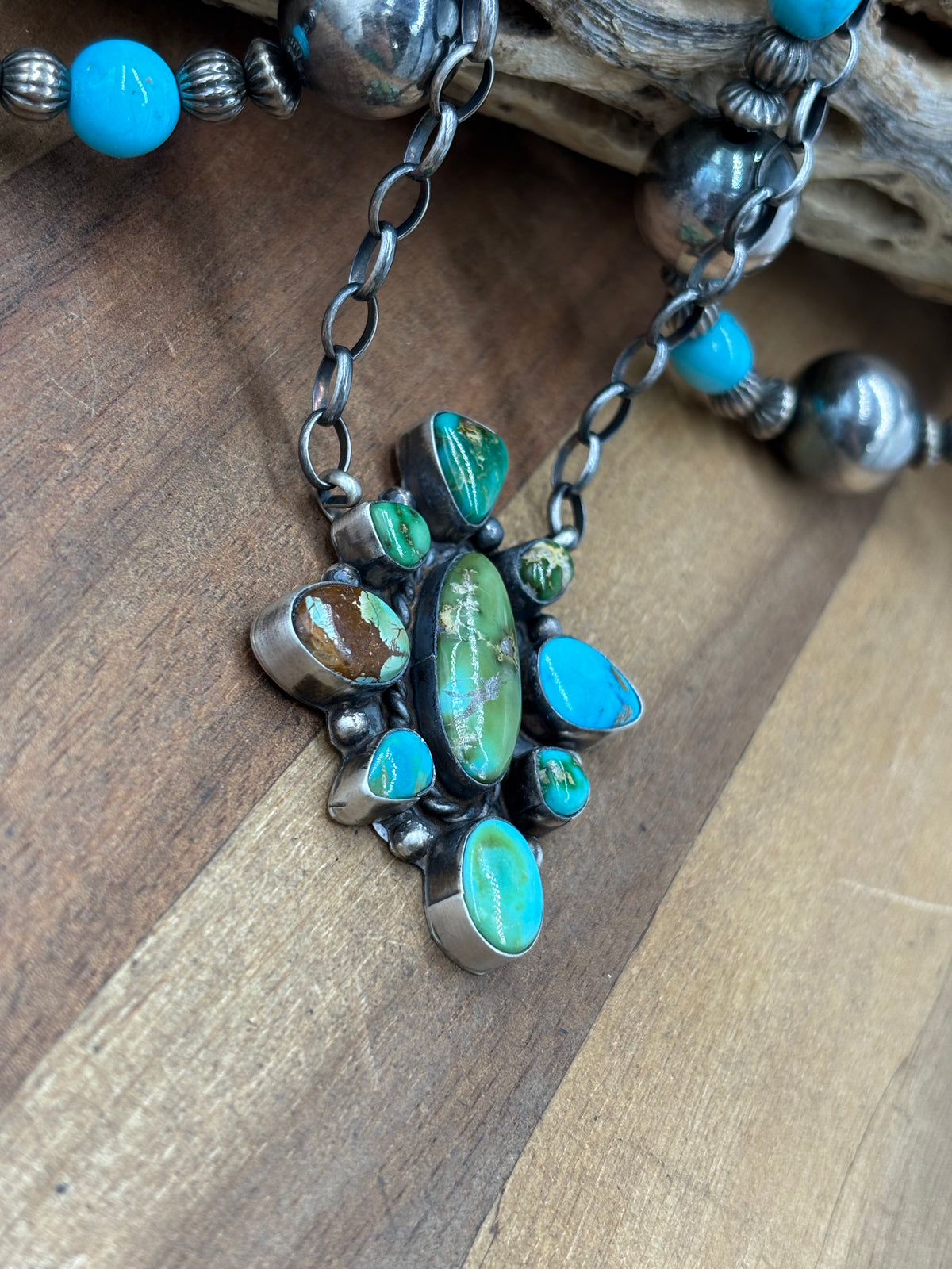 Sonoran Gold #917-54 Cluster Necklace by Wilson Dawes, Navajo