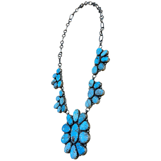 Turquoise Cluster Necklace by Artist Ella Peters, Navajo
