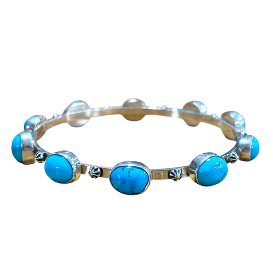 Sterling Silver & Turquoise Link Bangle