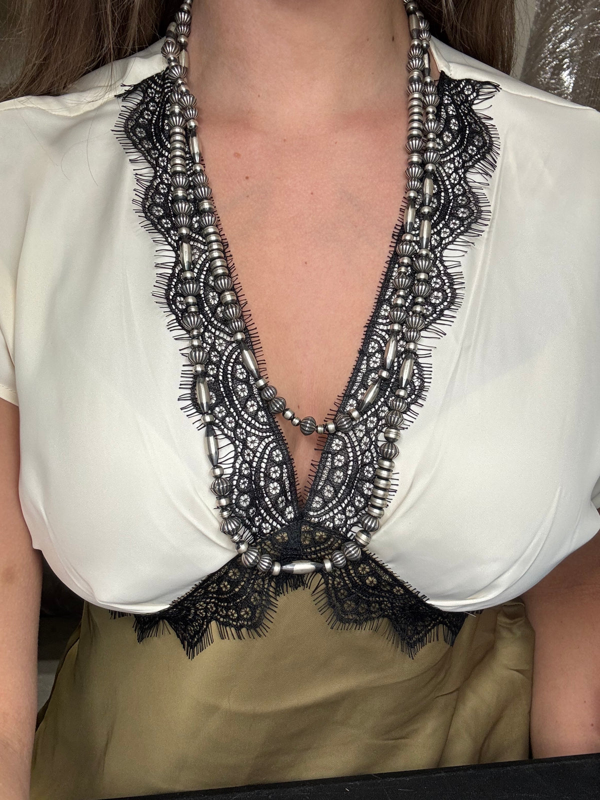 60" Sterling Silver Pearls #922-7 Necklace 10mm Mixed Sizes