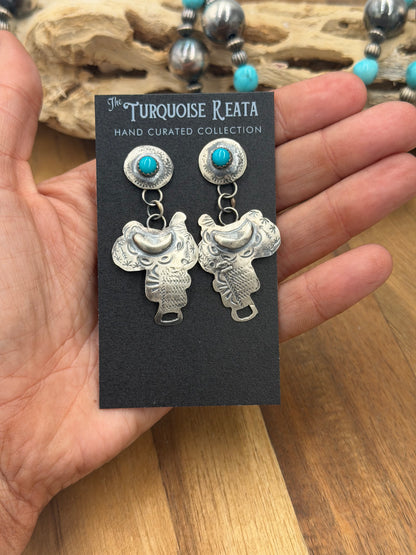 Saddle Earrings #811-12 by Gabriela Yazzie, Navajo
