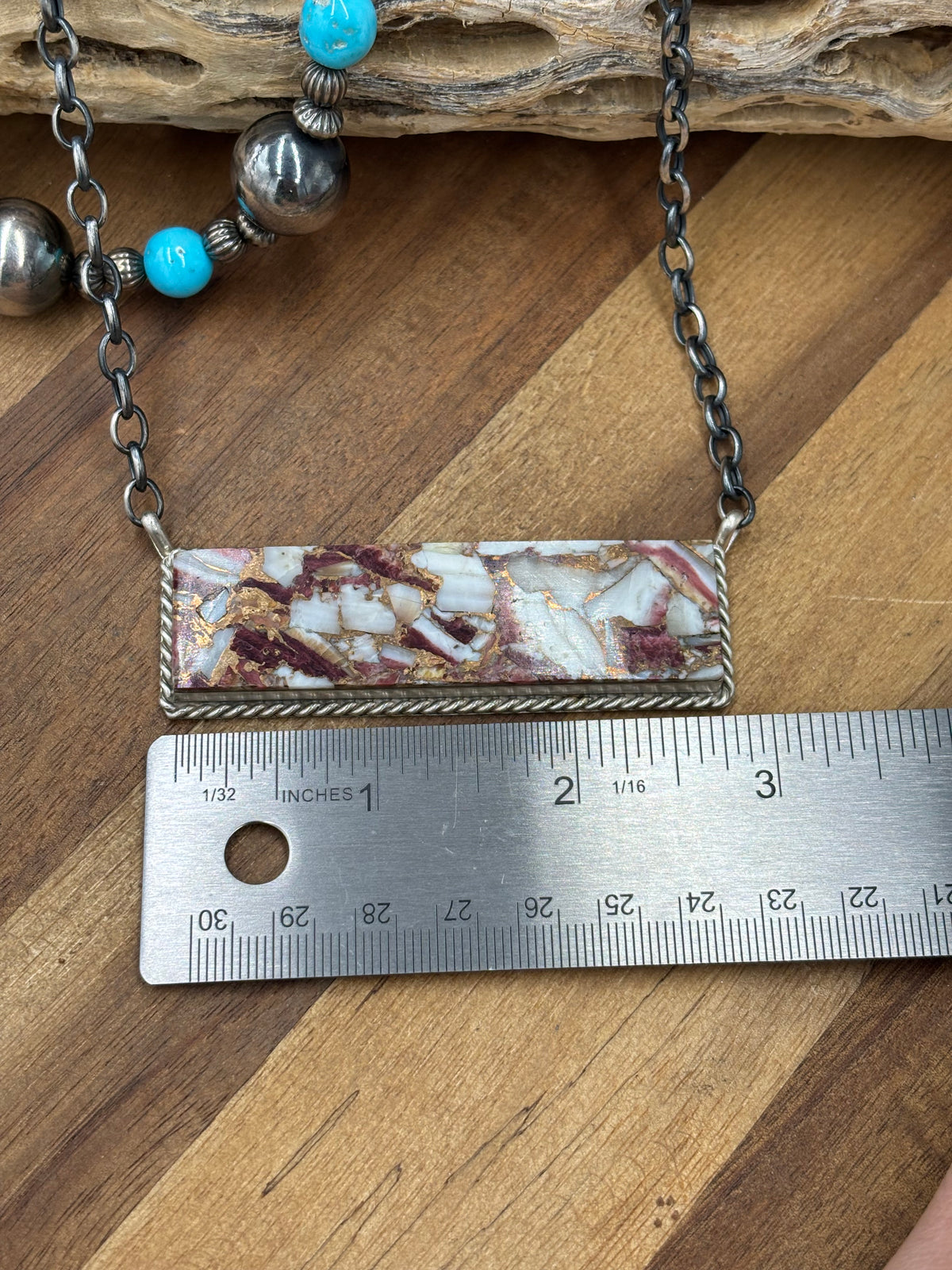 Spiny Bronze Mojave #917-49B XL Bar Necklace by Brandon Etcitty, Navajo