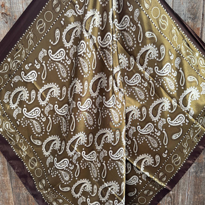 35X35" Sage and Brown Floral Paisley Wild Rag / Scarf WR3385