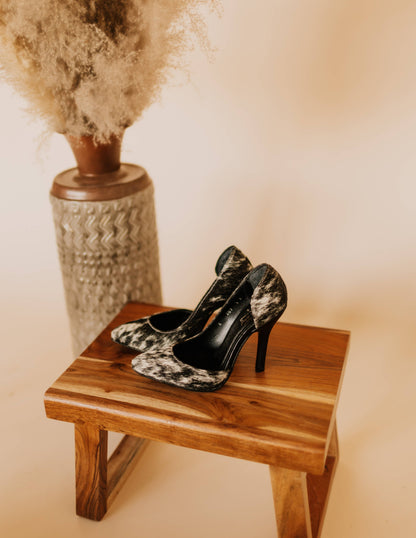 Cowhide High Heel Salt & Pepper Black & White