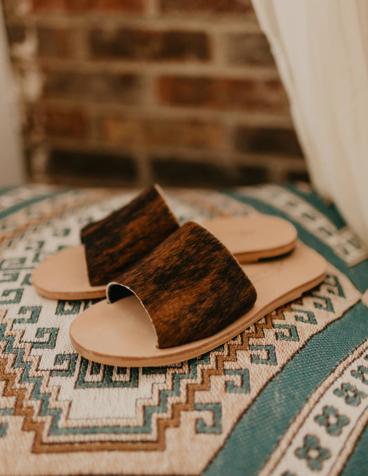 Nadia Cowhide Slides Brindle