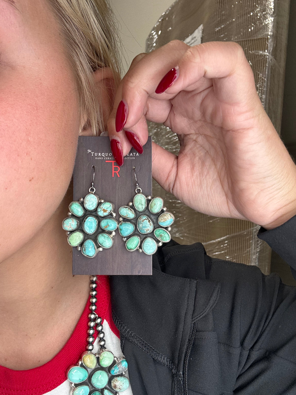 Carico Lake #102-11 Turquoise Squash Blossom Set by Ella Peter, Navajo