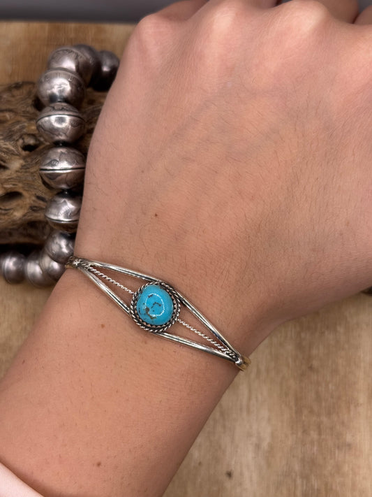 Kingman Turquoise Cuff #8 by Esther White, Navajo
