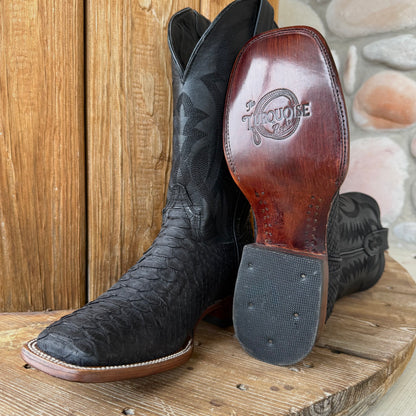 Signature Turquoise Reata Men's Boot – Exotics - The Adrian, Black Python Square Toe Boot