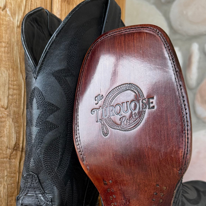 Signature Turquoise Reata Men's Boot – Exotics - The Adrian, Black Python Square Toe Boot