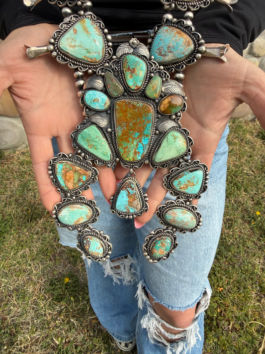 One of a Kind C Yazzie Giant Royston Squash Blossom