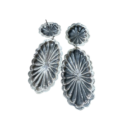 Sterling Silver Concho Earrings by Rita Lee, Navajo